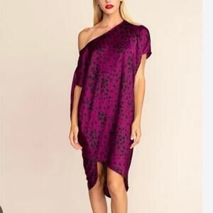 NWT Trina Turk Radiant 2 One Shoulder Dress Cheetah Purple XS